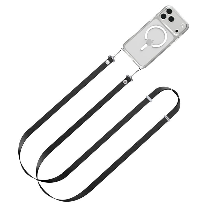 Spigen Crossbody Lanyard Strap (Strap 1P + Connector 2P) DA30L, black - for iPhone 17 Lanyard Case