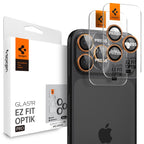 Spigen Glass tR EZ Fit Optik Pro 2 Pack, oranžový – iPhone 17/16/15/14 Pro / 17/16/15/14 Pro Max