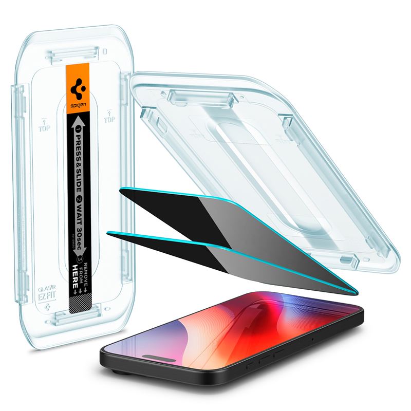 Spigen Glass tR EZ Fit (Privacy) 2 Pack - iPhone 17/16 Pro / 17