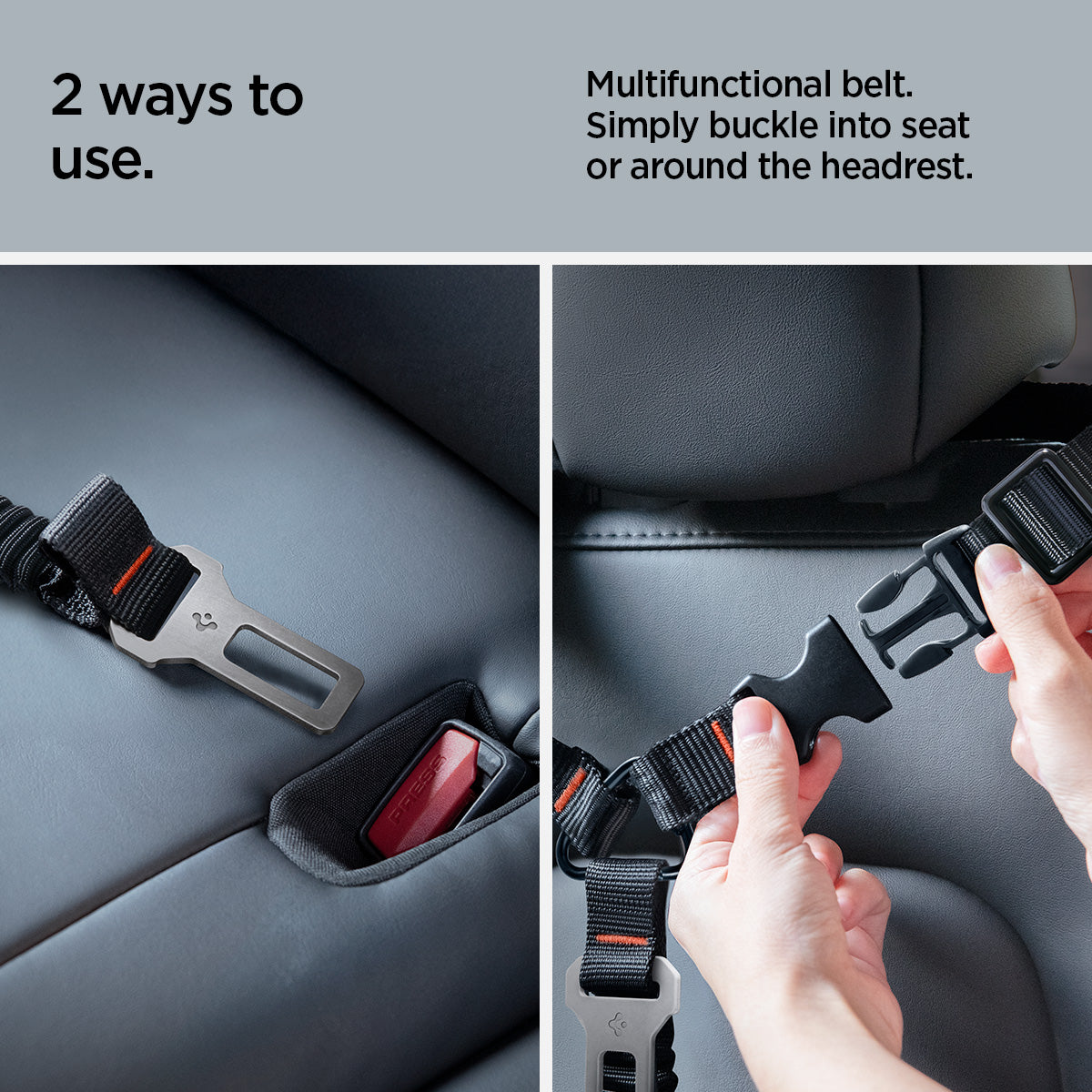 Spigen Universal Car Seat Belt Holder For Pet PS100, black