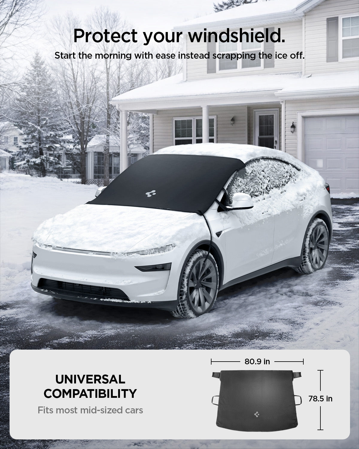 Spigen Tesla Predná krycia plachta na čelné sklo, čierna – Tesla Model 3/3 (2024)/Y/Y (Juniper)