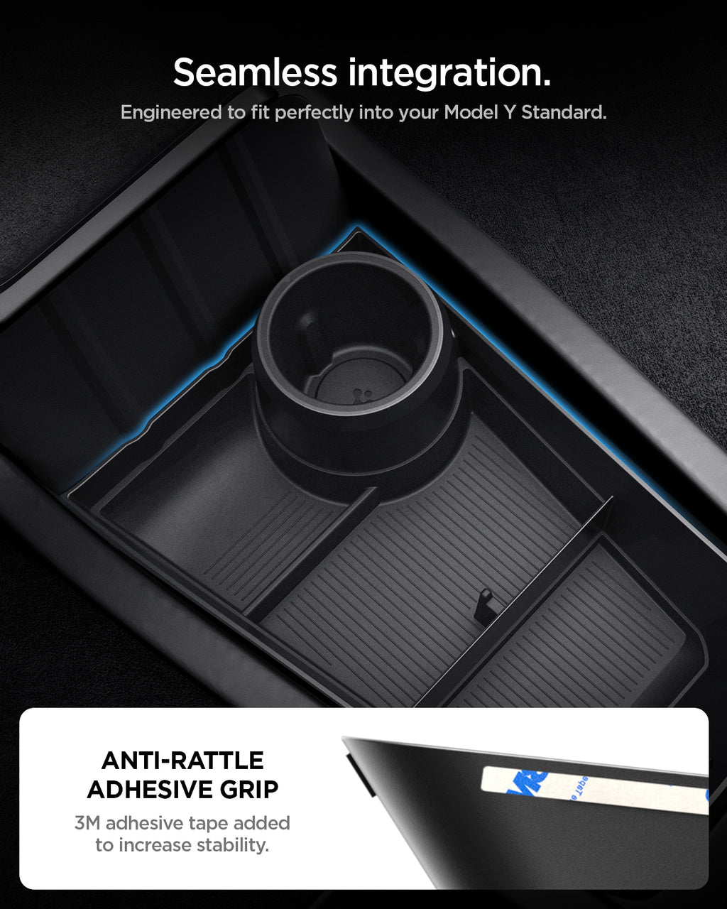 Spigen Tesla Lower Center Console Organizer, čierny - Tesla Model Y (Štandard)