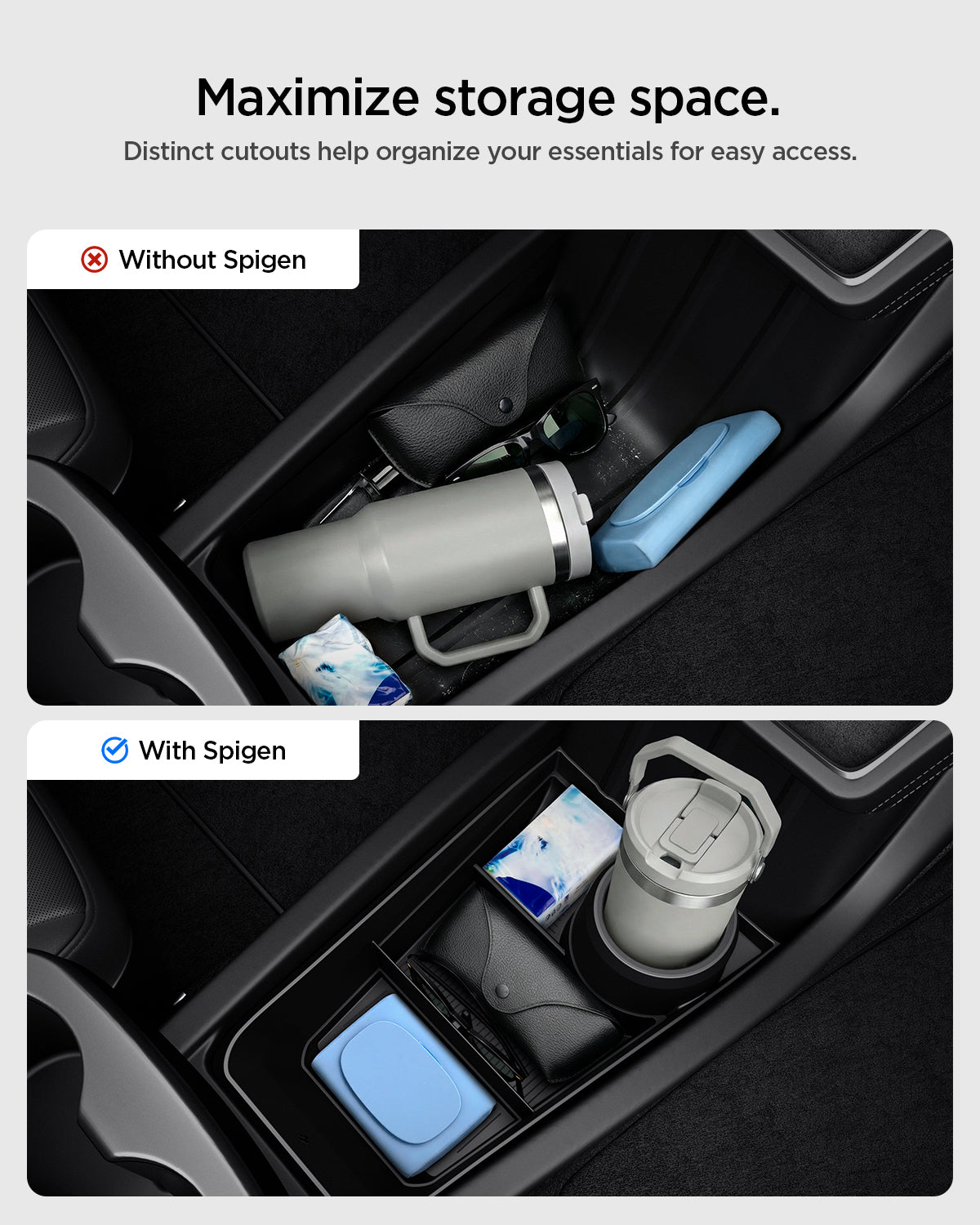 Spigen Tesla Lower Center Console Organizer, čierny - Tesla Model Y (Štandard)