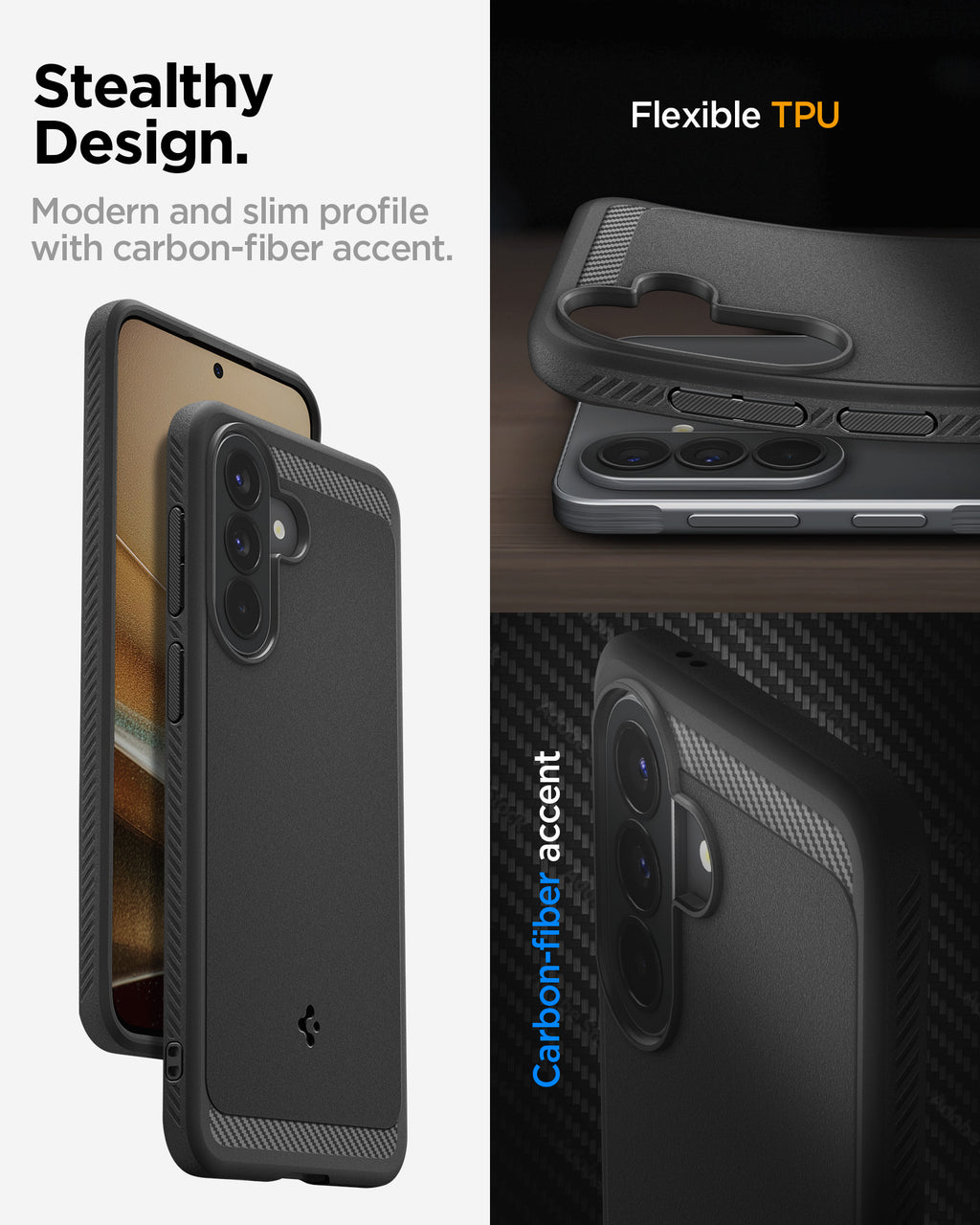 Spigen Rugged Armor, matte black - Samsung Galaxy A57 5G
