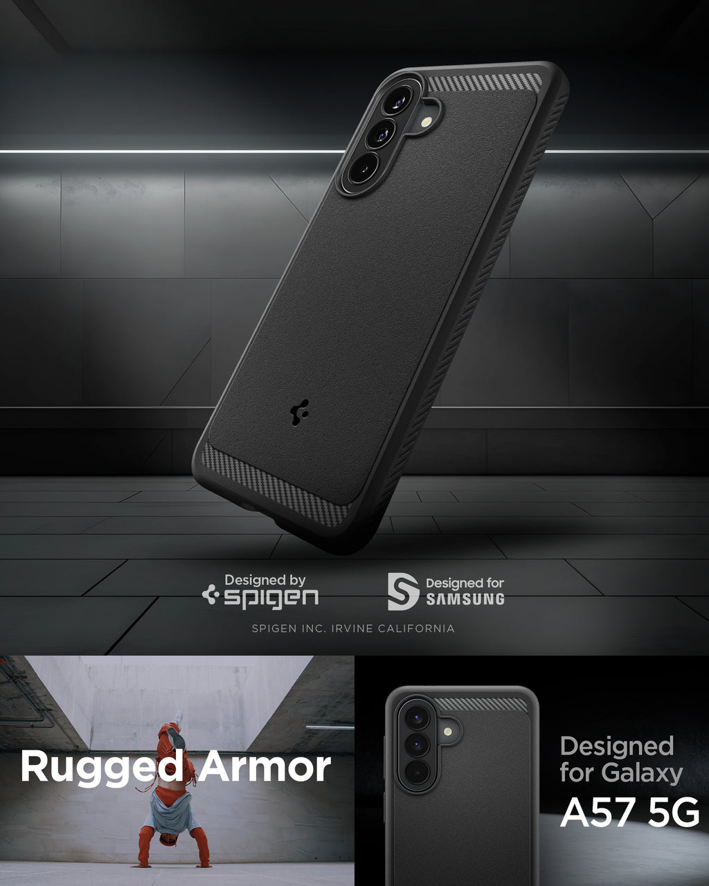 Spigen Rugged Armor, matte black - Samsung Galaxy A57 5G