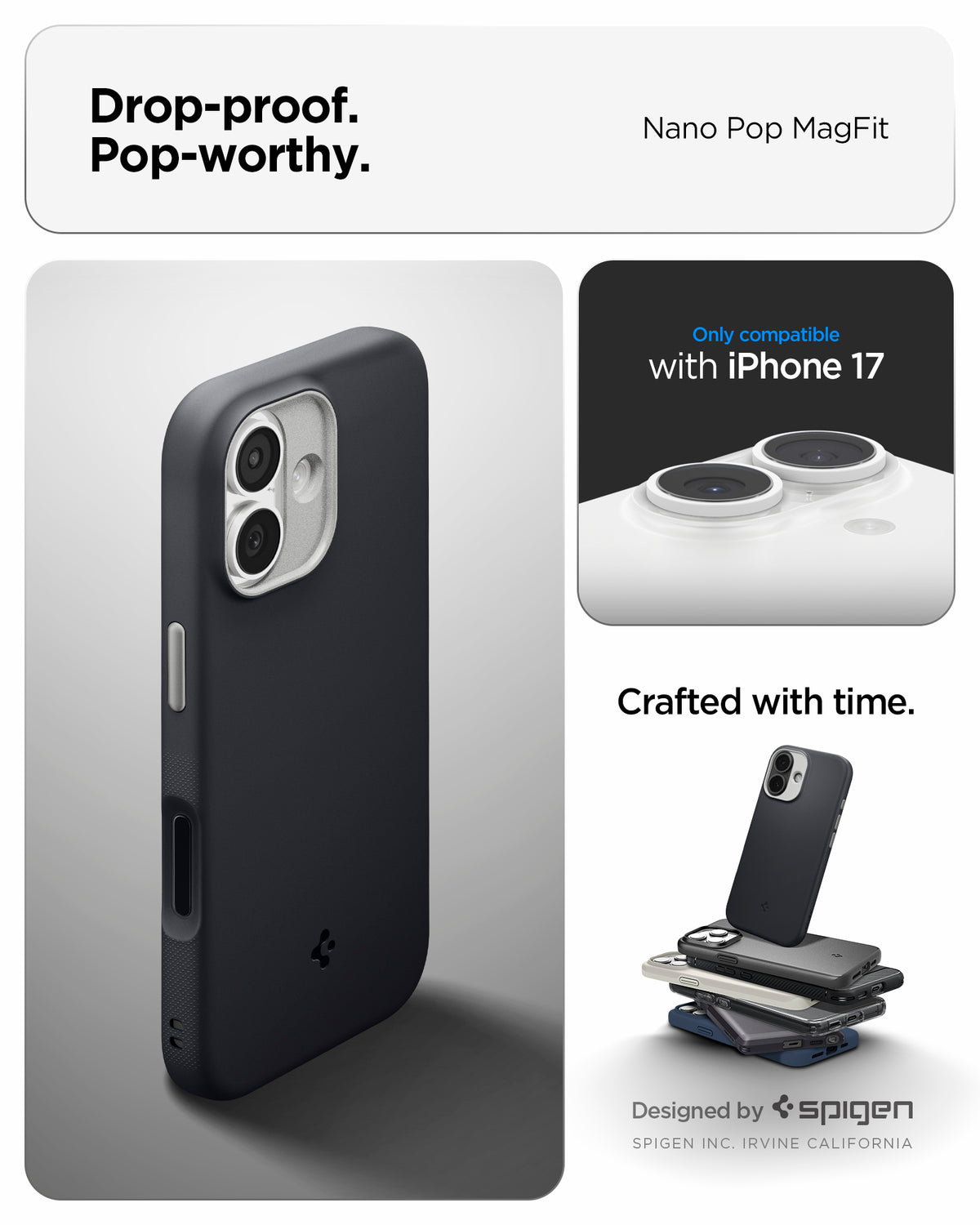 Spigen Nano Pop MagSafe, black sesame - iPhone 17