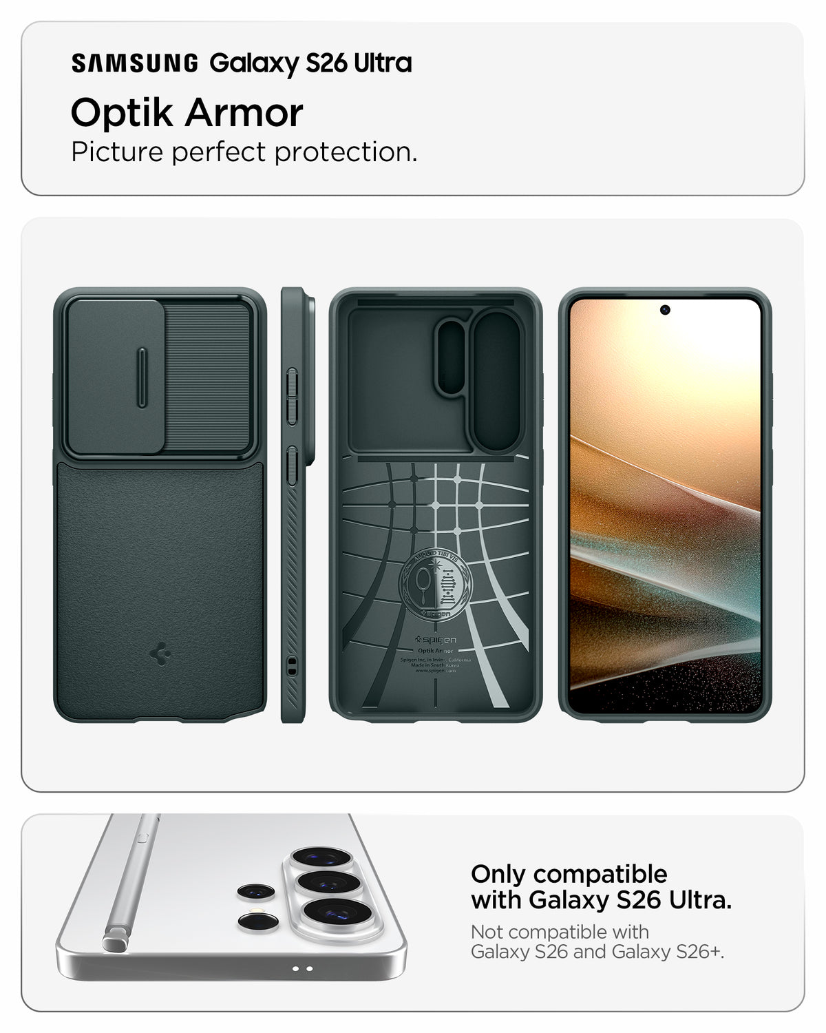 Spigen Optik Armor, abyss green - Samsung Galaxy S26 Ultra