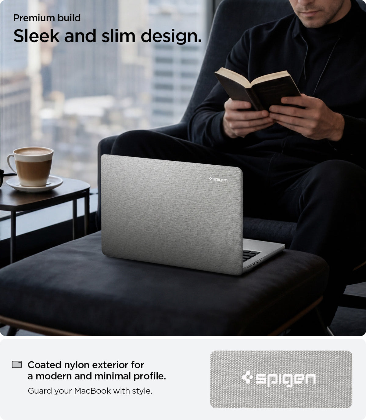 Spigen Urban Fit, heather gray - MacBook Pro 14" M5 2025/M4 2024/M3 2023/M2 2023/M1 2021