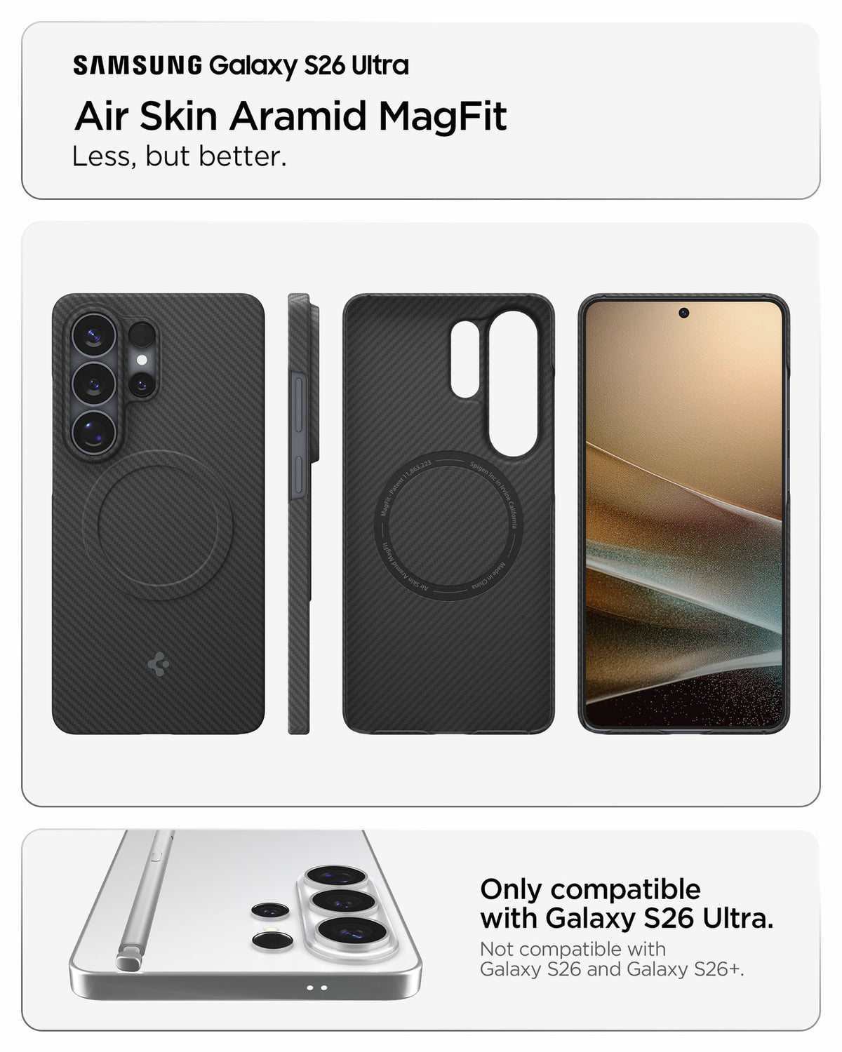 Spigen Air Skin Aramid MagSafe, čierny - Samsung Galaxy S26 Ultra