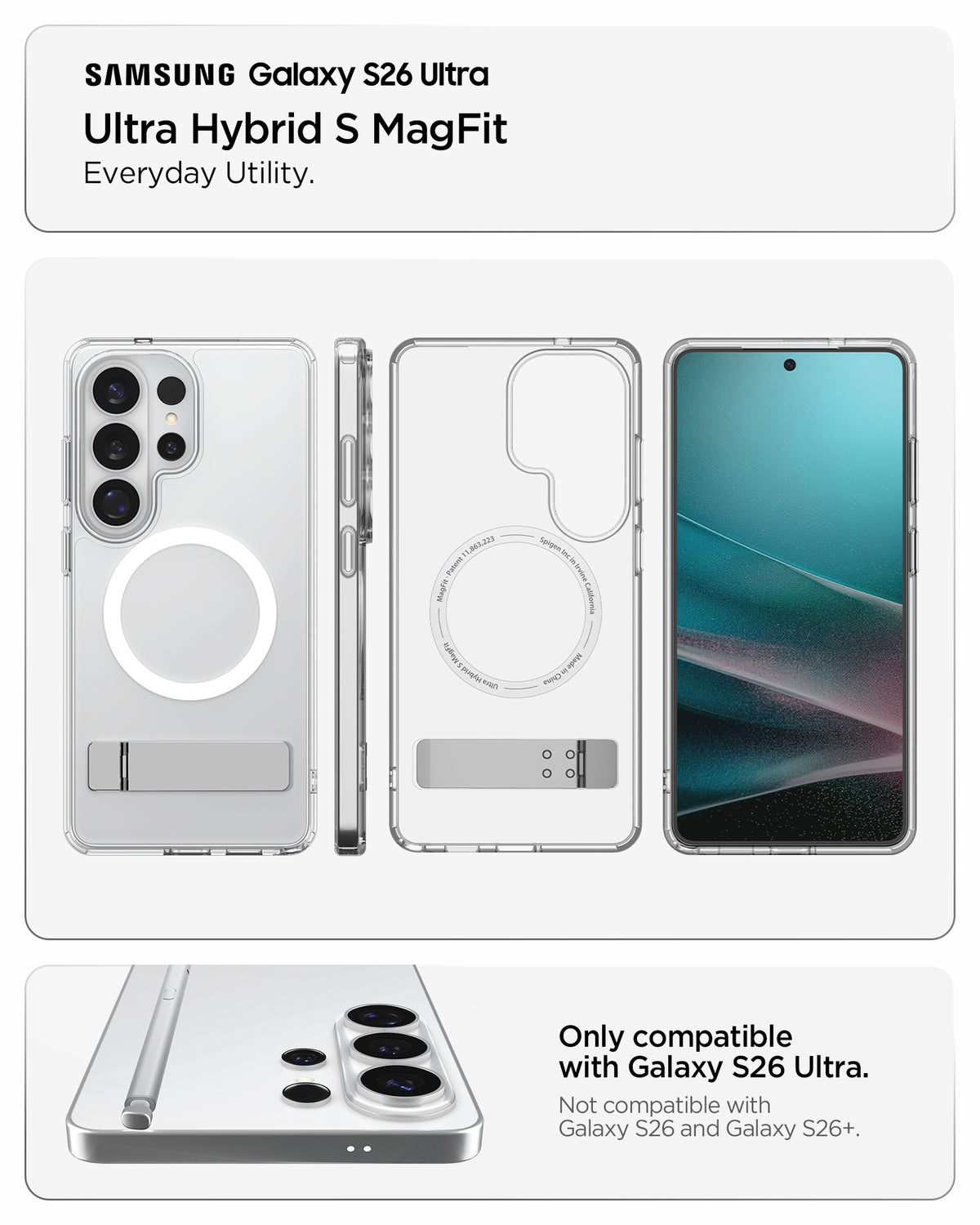 Spigen Ultra Hybrid S MagSafe, číra biela - Samsung Galaxy S26 Ultra