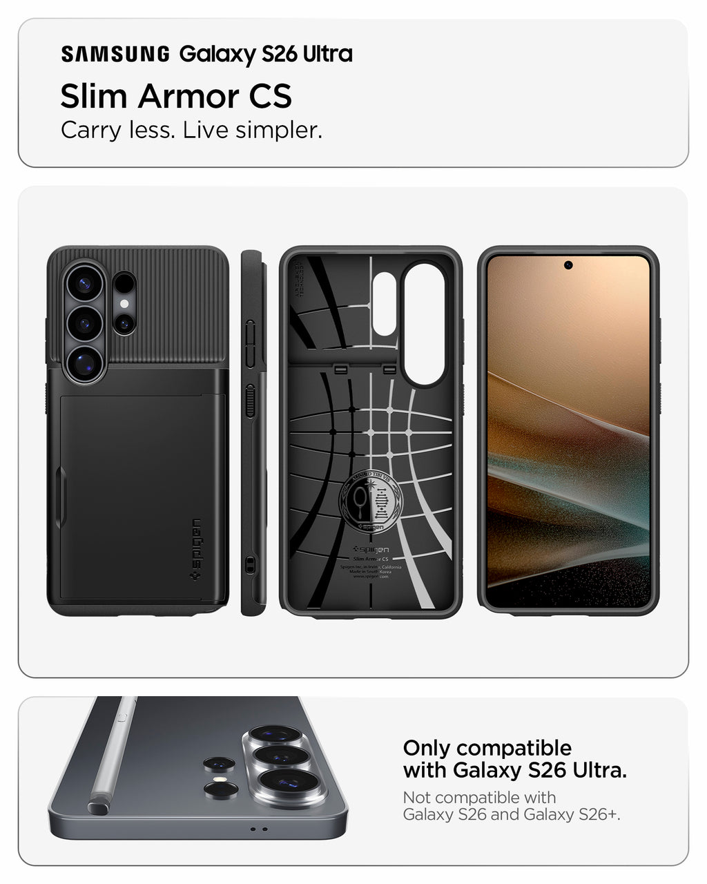 Spigen Slim Armor CS, čierny - Samsung Galaxy S26 Ultra