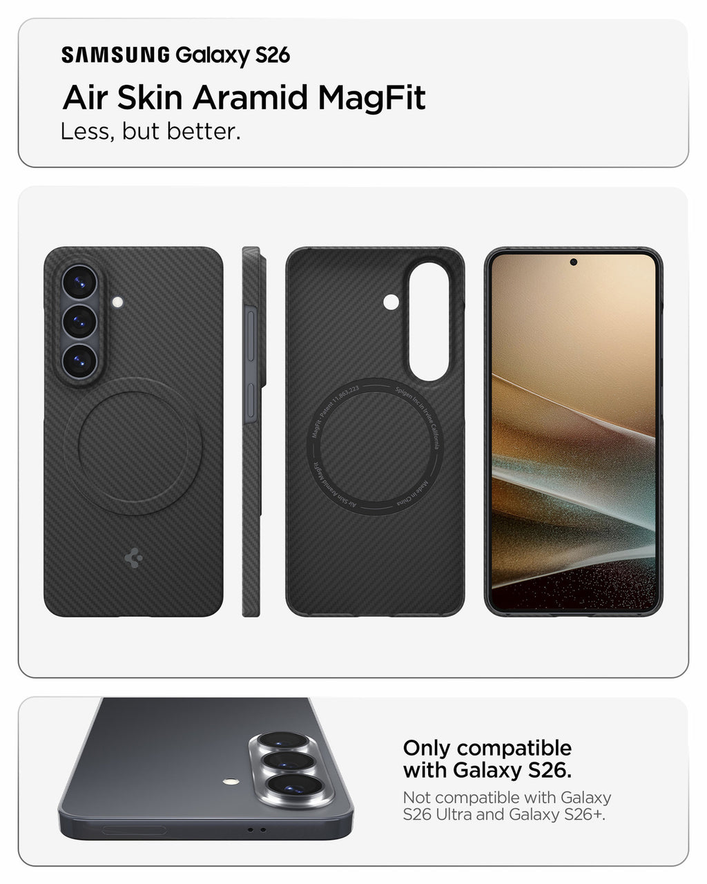 Spigen Air Skin Aramid MagSafe, čierny - Samsung Galaxy S26