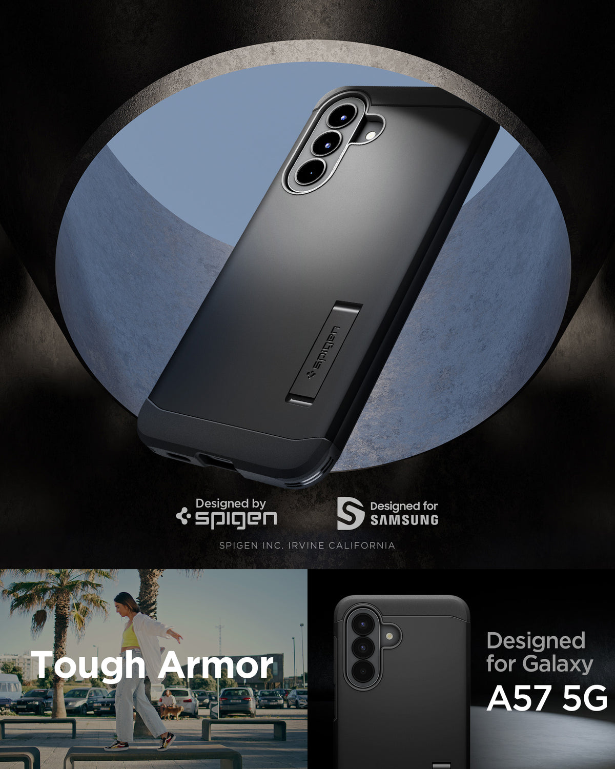 Spigen Tough Armor, čierny - Samsung Galaxy A57 5G