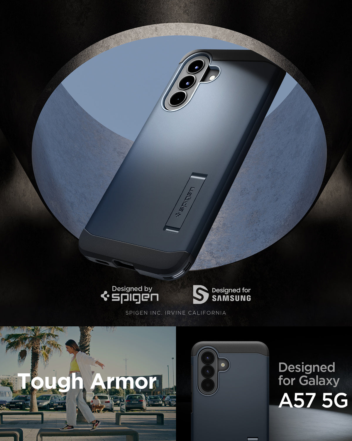 Spigen Tough Armor, metal slate – Samsung Galaxy A57 5G