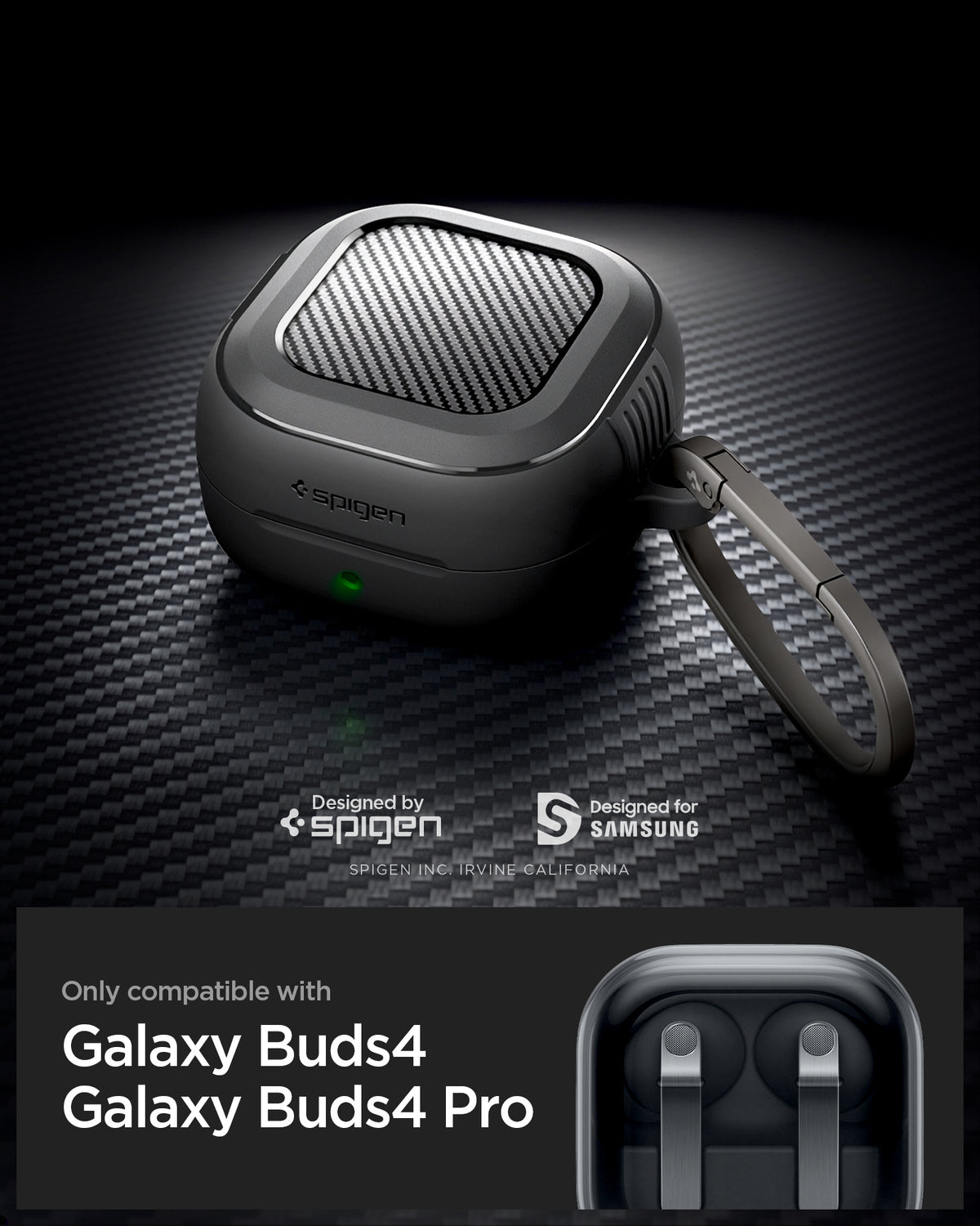 Spigen Rugged Armor, matte black - Samsung Galaxy Buds 4 Pro/4