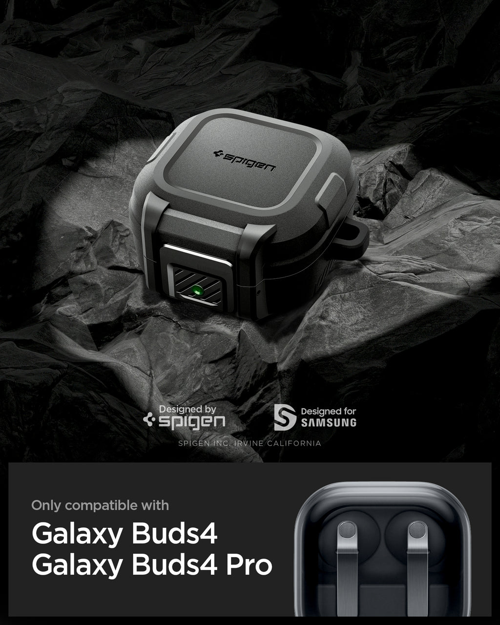 Spigen Lock Fit, matte black - Samsung Galaxy Buds 4 Pro/4