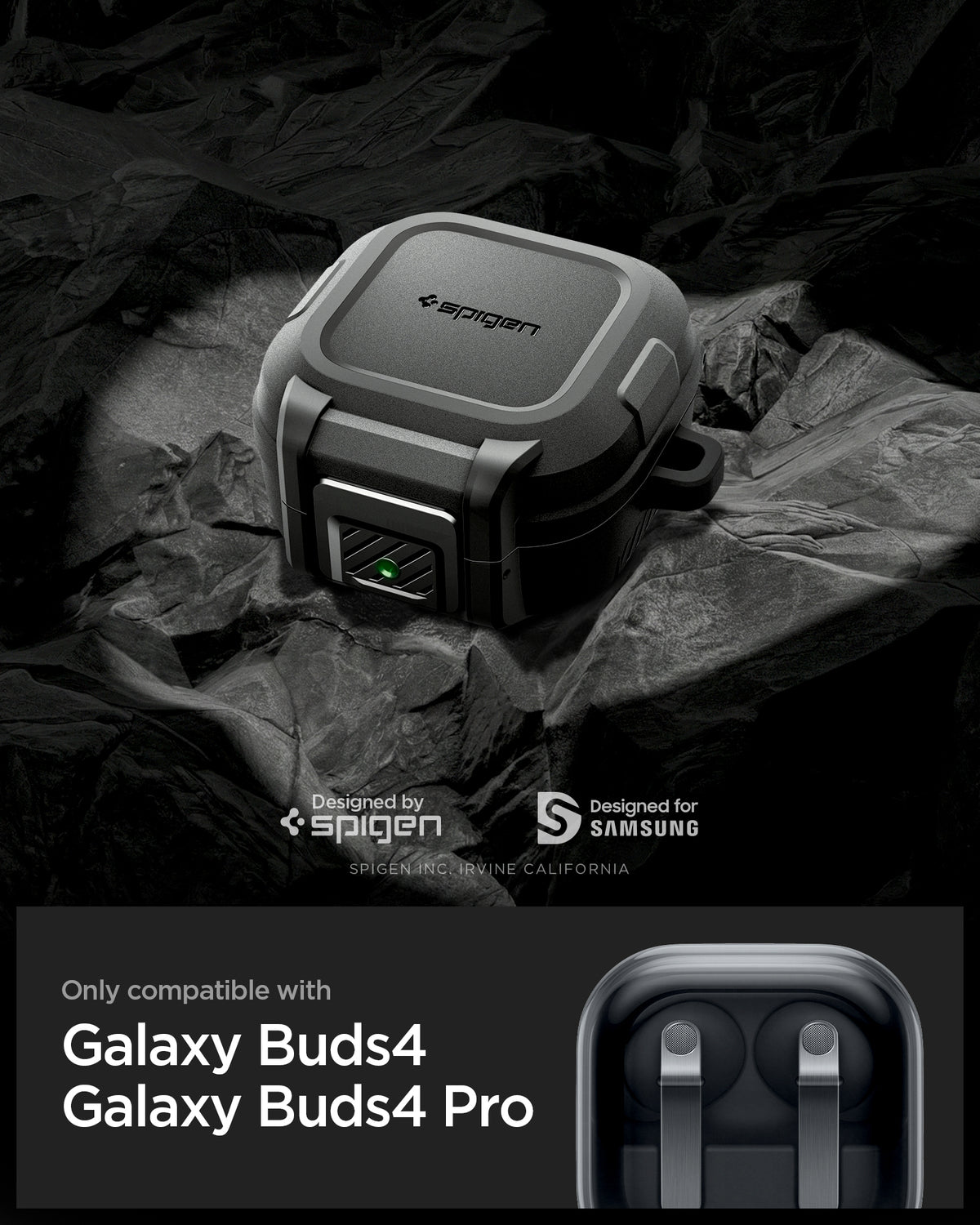 Spigen Lock Fit, matte black - Samsung Galaxy Buds 4 Pro/4