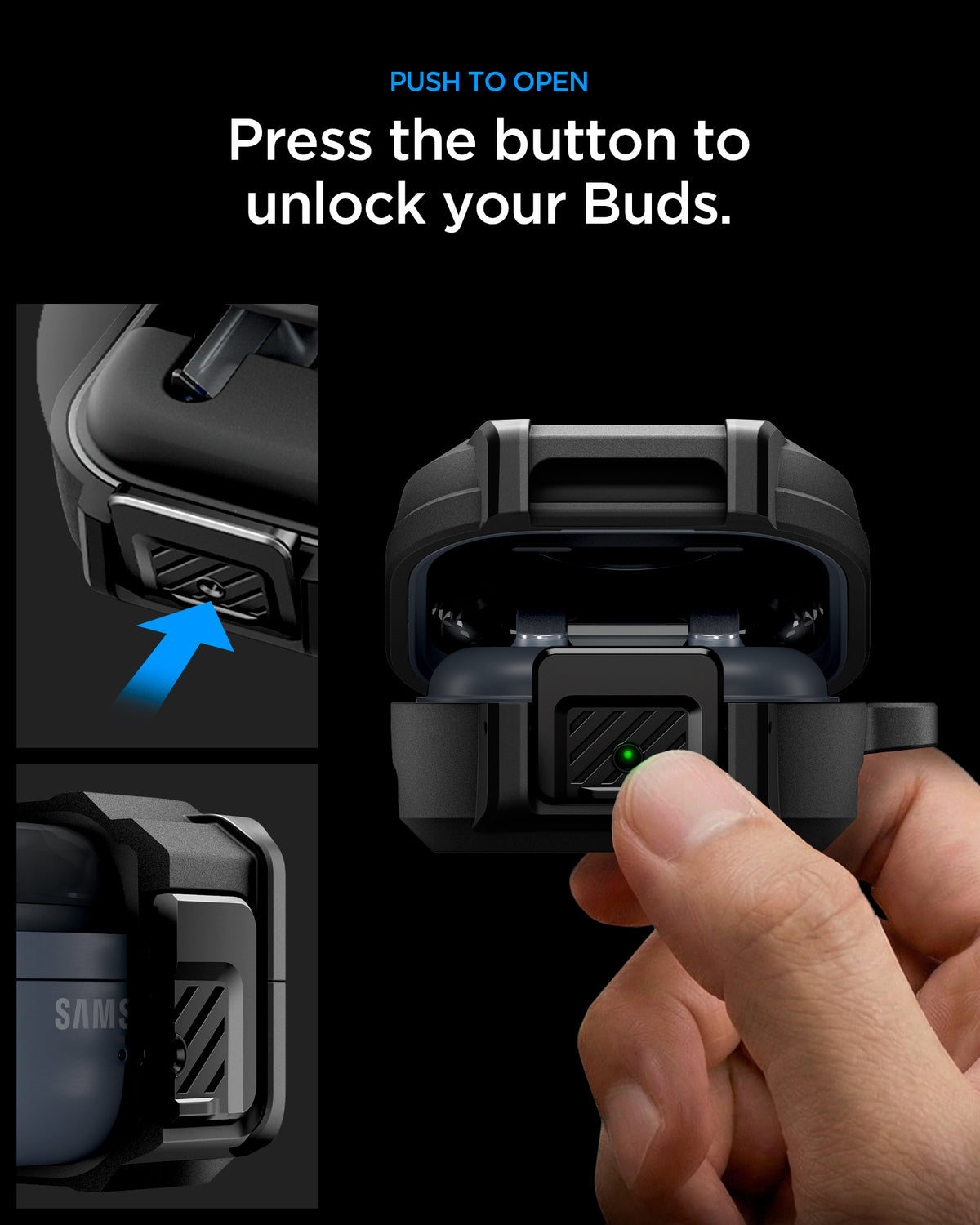 Spigen Lock Fit, matte black - Samsung Galaxy Buds 4 Pro/4