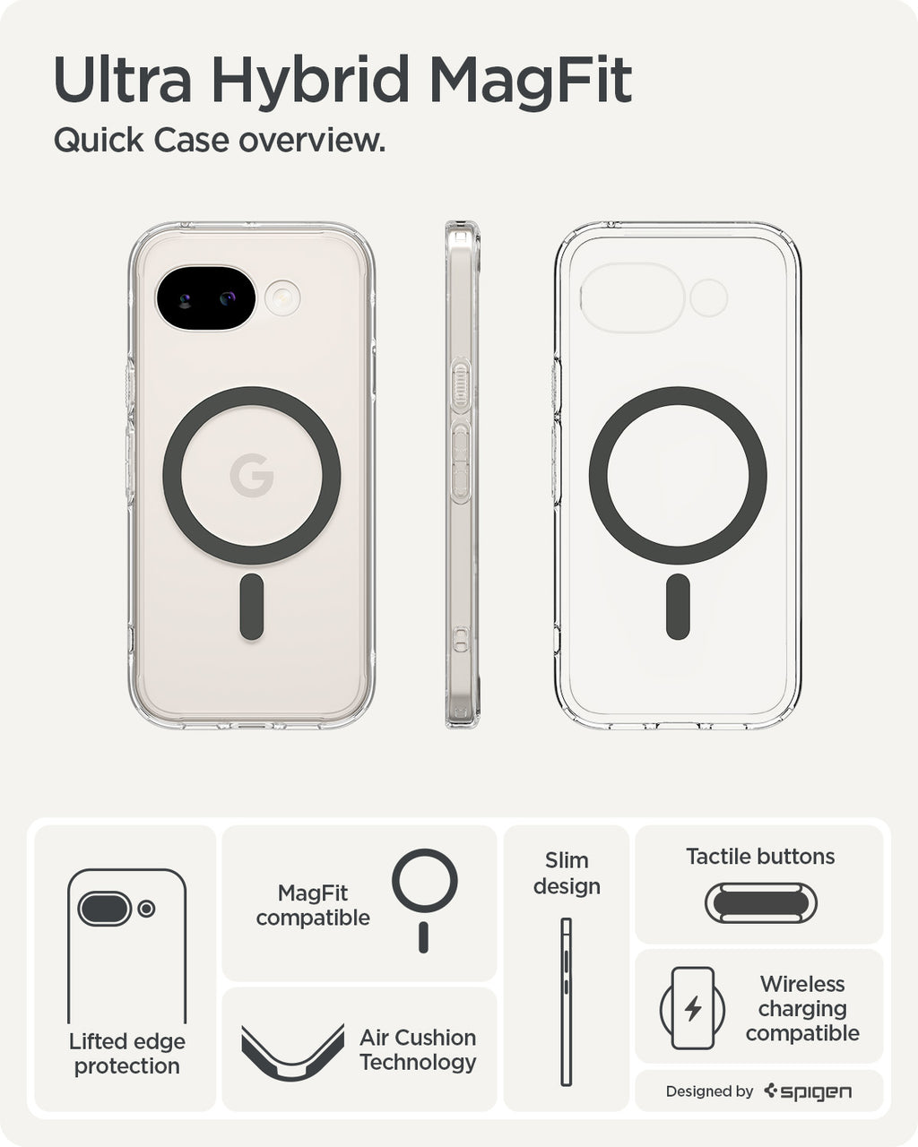Spigen Ultra Hybrid MagSafe, clear graphite - Google Pixel 10a