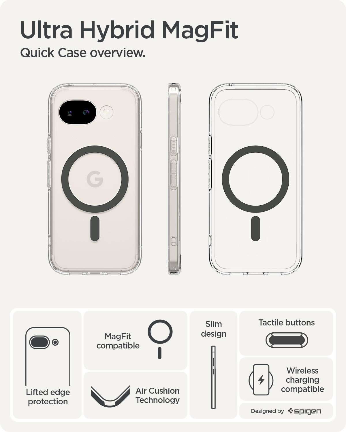 Spigen Ultra Hybrid MagSafe, clear graphite - Google Pixel 10a