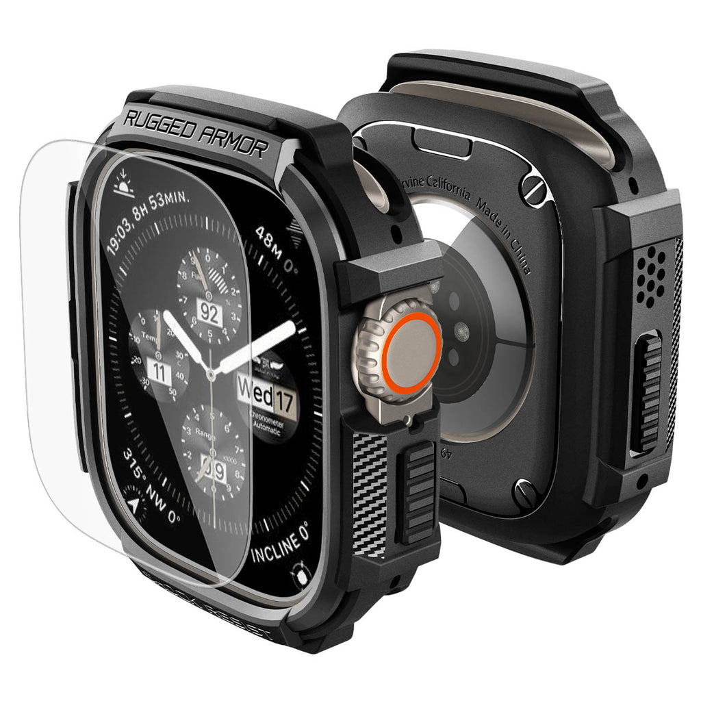 Spigen Rugged Armor (w Glass), matte black - Apple Watch Ultra 4/3/2/1 49mm