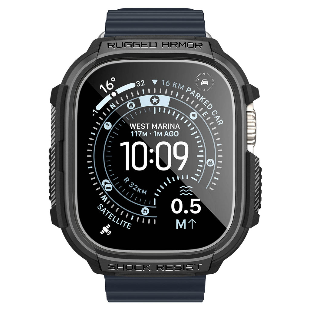 Spigen Rugged Armor (w Glass), matte black - Apple Watch Ultra 4/3/2/1 49mm