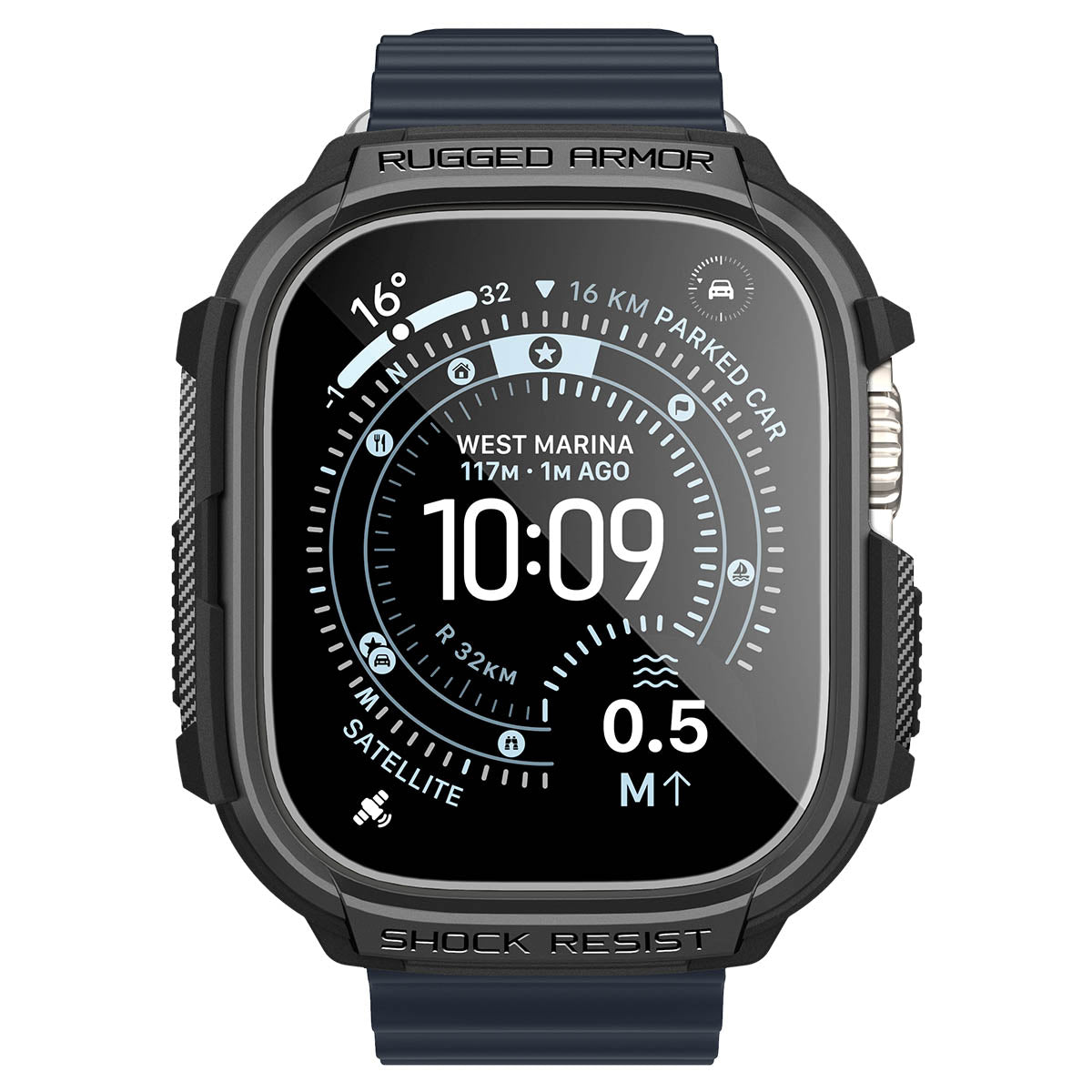 Spigen Rugged Armor (w Glass), matte black - Apple Watch Ultra 4/3/2/1 49mm
