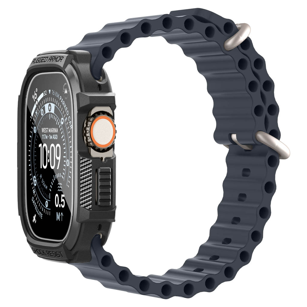 Spigen Rugged Armor (w Glass), matte black - Apple Watch Ultra 4/3/2/1 49mm