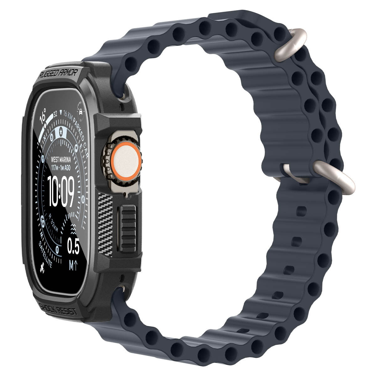 Spigen Rugged Armor (w Glass), matte black - Apple Watch Ultra 4/3/2/1 49mm