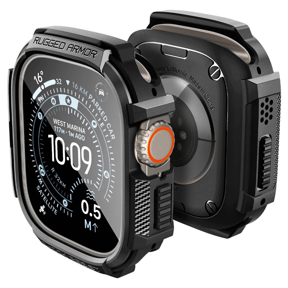 Spigen Rugged Armor (w Glass), matte black - Apple Watch Ultra 4/3/2/1 49mm