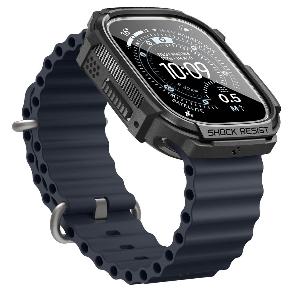 Spigen Rugged Armor (w Glass), matte black - Apple Watch Ultra 4/3/2/1 49mm