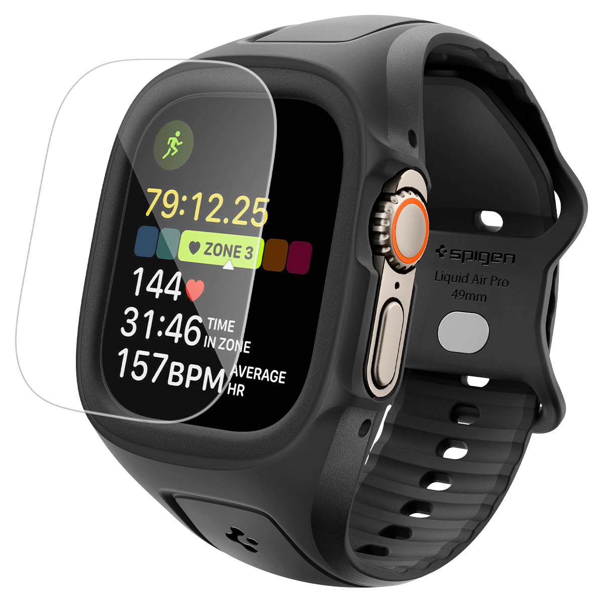 Spigen Liquid Air Pro (se sklem), matně černá - Apple Watch Ultra 3/2/1 49mm