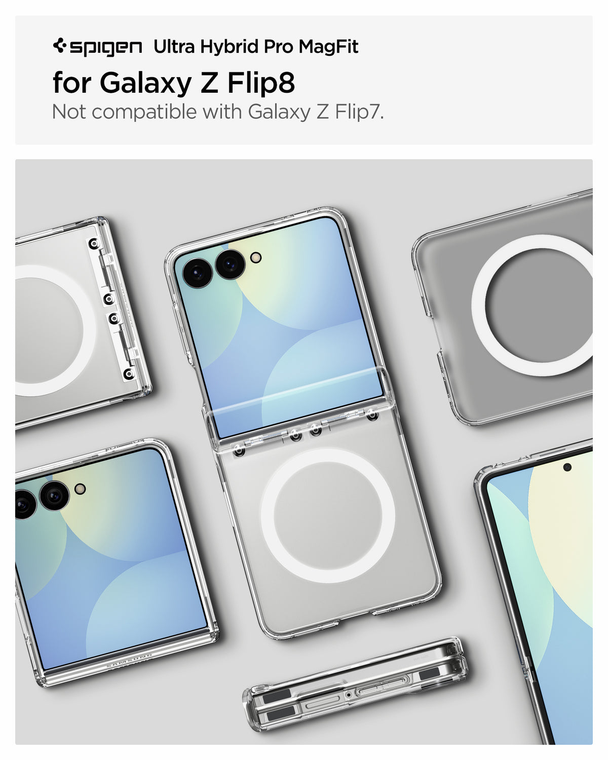 Spigen Ultra Hybrid Pro MagSafe, priehľadná biela – Samsung Galaxy Z Flip8