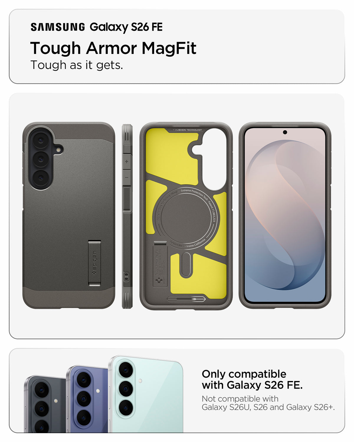 Spigen Tough Armor MagSafe, gunmetal - Samsung Galaxy S26 FE