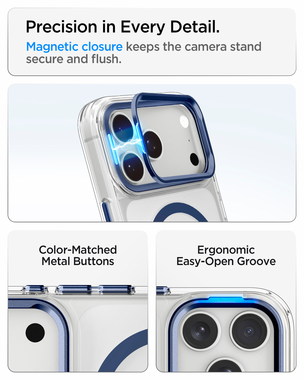 Spigen Ultra Hybrid Optik S MagSafe, clear deep blue - iPhone 2026 Pro Max/17 Pro Max