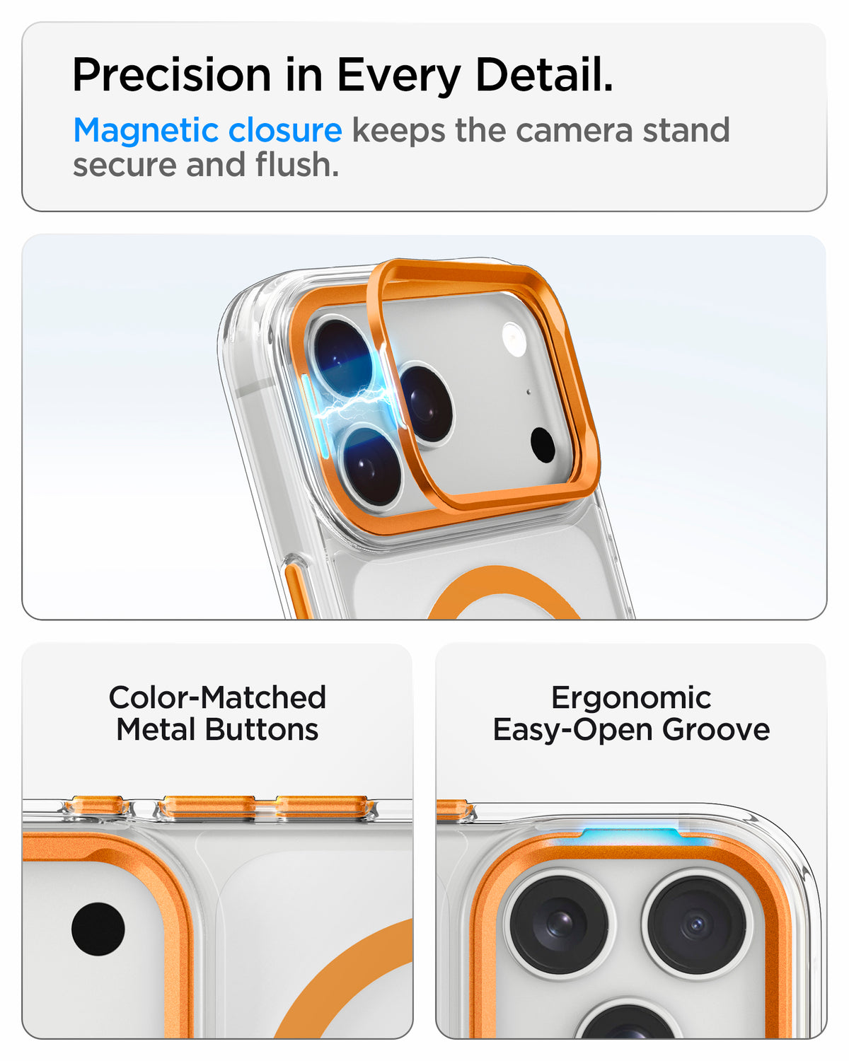 Spigen Ultra Hybrid Optik S MagSafe, clear orange - iPhone 2026 Pro Max/17 Pro Max