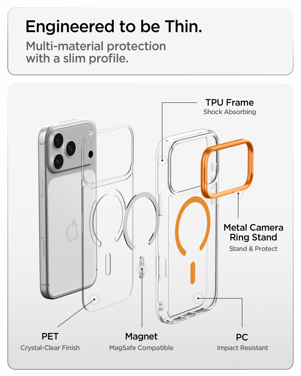 Spigen Ultra Hybrid Optik S MagSafe, clear orange - iPhone 2026 Pro Max/17 Pro Max