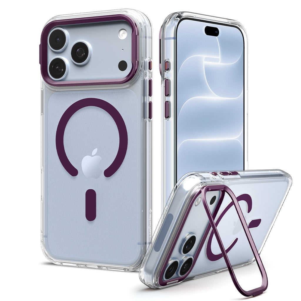 Spigen Ultra Hybrid Optik S MagSafe, clear dark cherry - iPhone 18 Pro/17 Pro