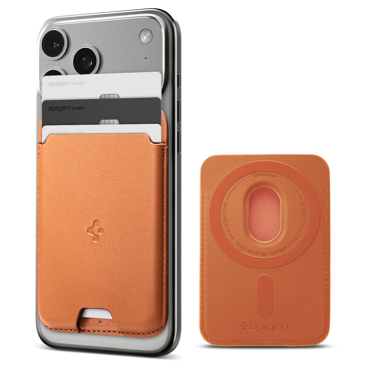 Spigen Valentinus MagSafe Wallet 3 Card, metallic orange