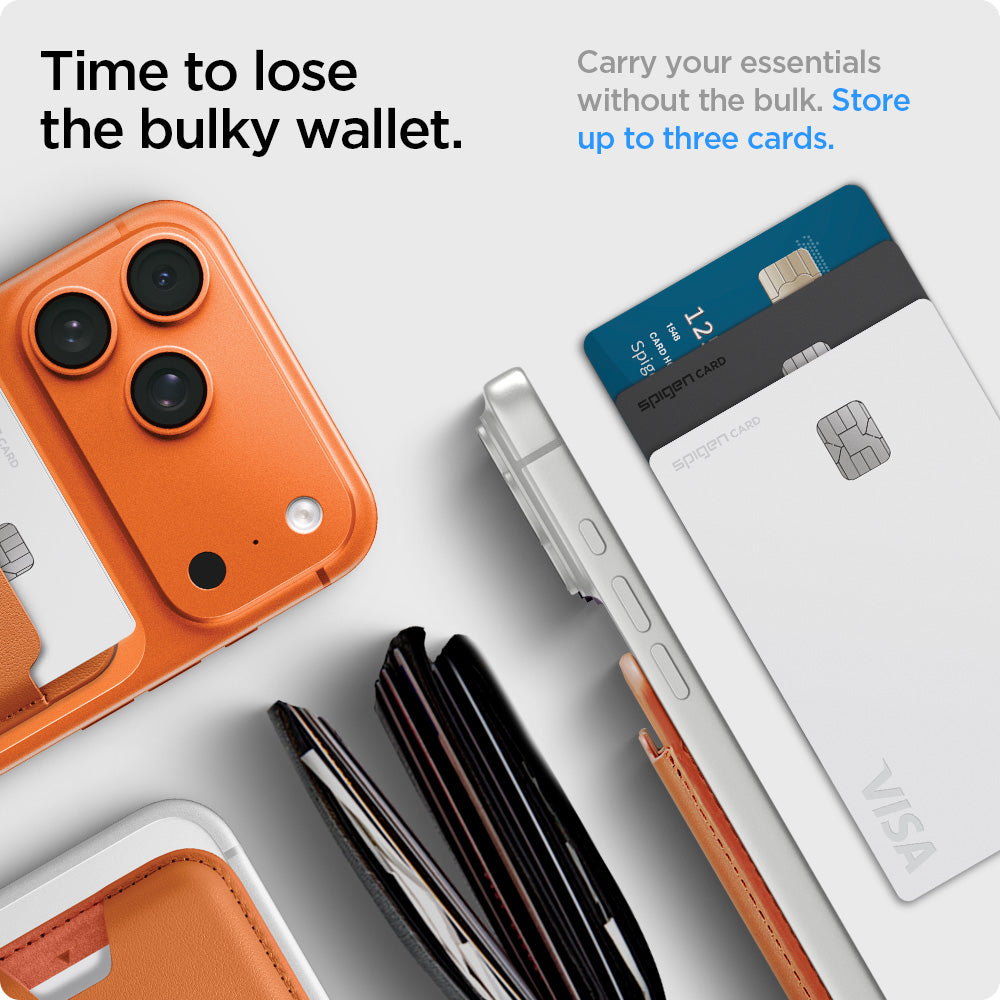 Spigen Valentinus MagSafe Wallet 3 Card, metallic orange