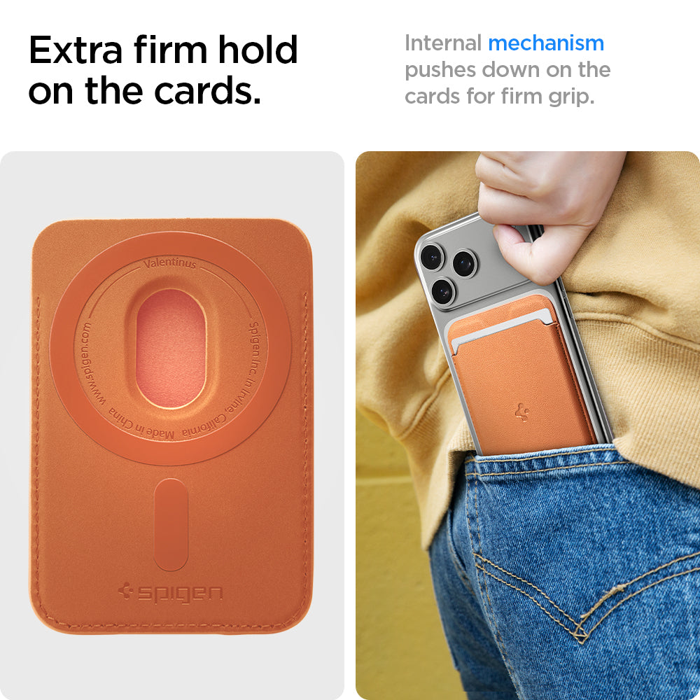 Spigen Valentinus MagSafe Wallet 3 Card, metallic orange