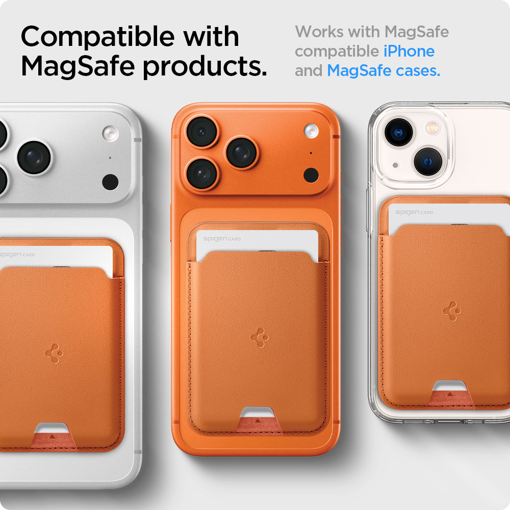 Spigen Valentinus MagSafe Wallet 3 Card, metallic orange