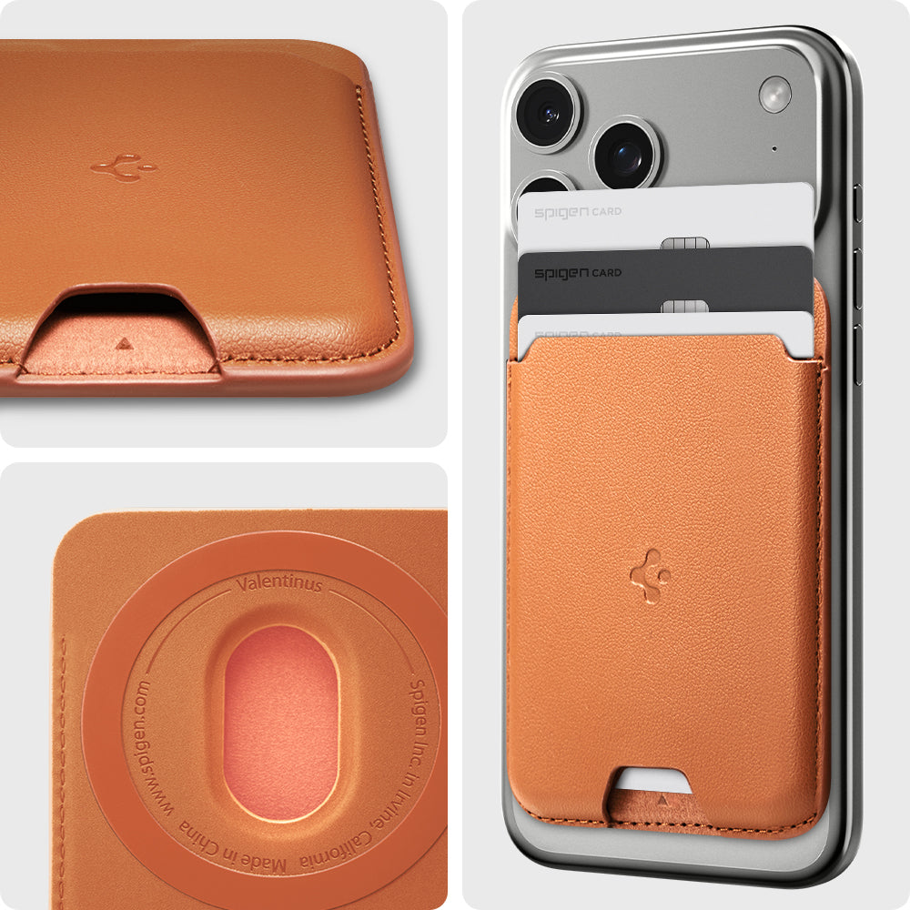 Spigen Valentinus MagSafe Wallet 3 Card, metallic orange