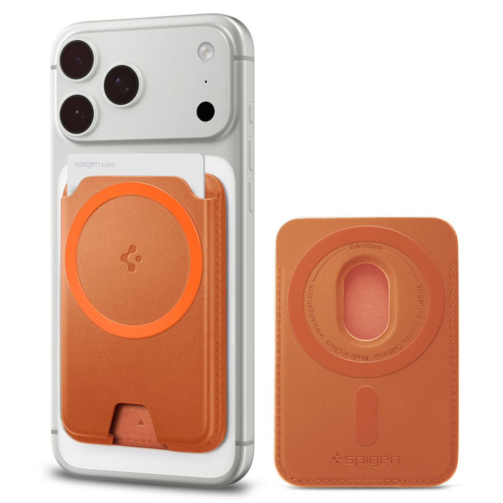 Spigen Valentinus MagFit+ MagSafe Wallet 3 Card, metallic orange