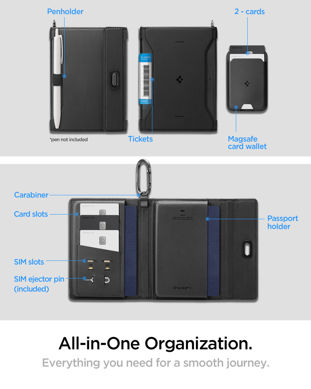 Spigen Universal Passport Holder with MagSafe Wallet, black