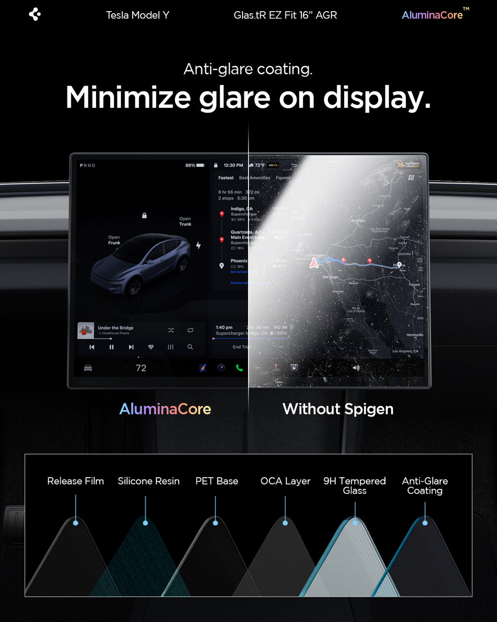 Spigen Tesla EZ Fit Anti Glare Matte FC, black - Tesla Model Y L 2026
