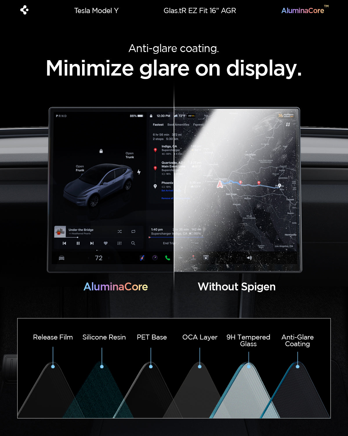 Spigen Tesla EZ Fit Anti Glare Matte FC, black - Tesla Model Y L 2026