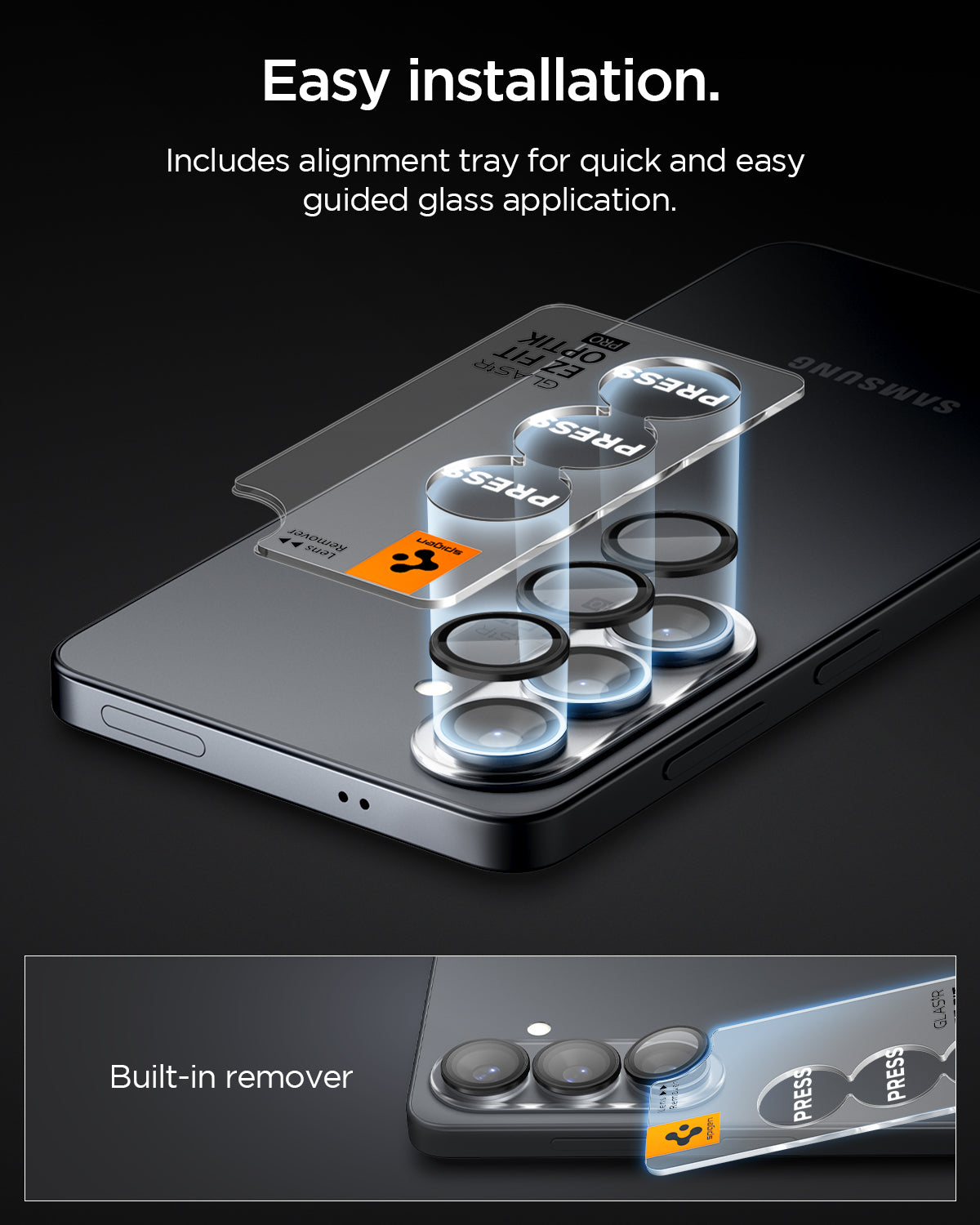 Spigen Glass tR EZ Fit Optik Pro HD 2 Pack, black - Samsung Galaxy S26+