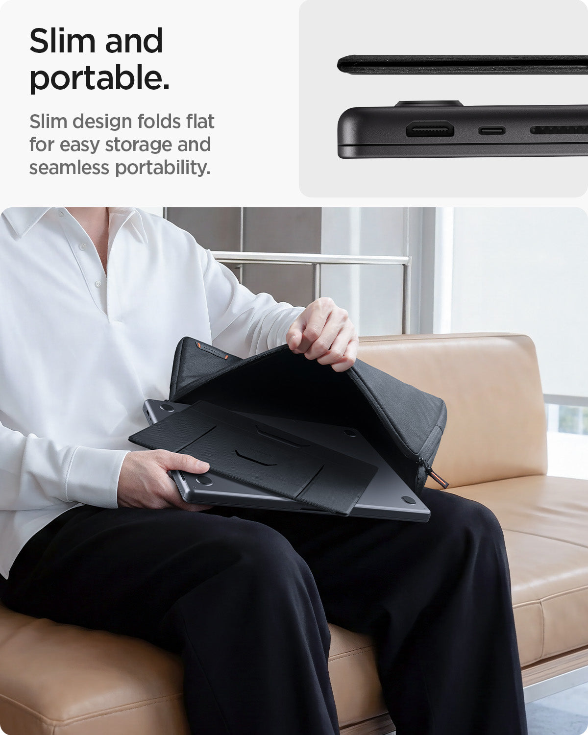 Spigen Slim Fold Laptop & Tablet Stand LD201-S8, black