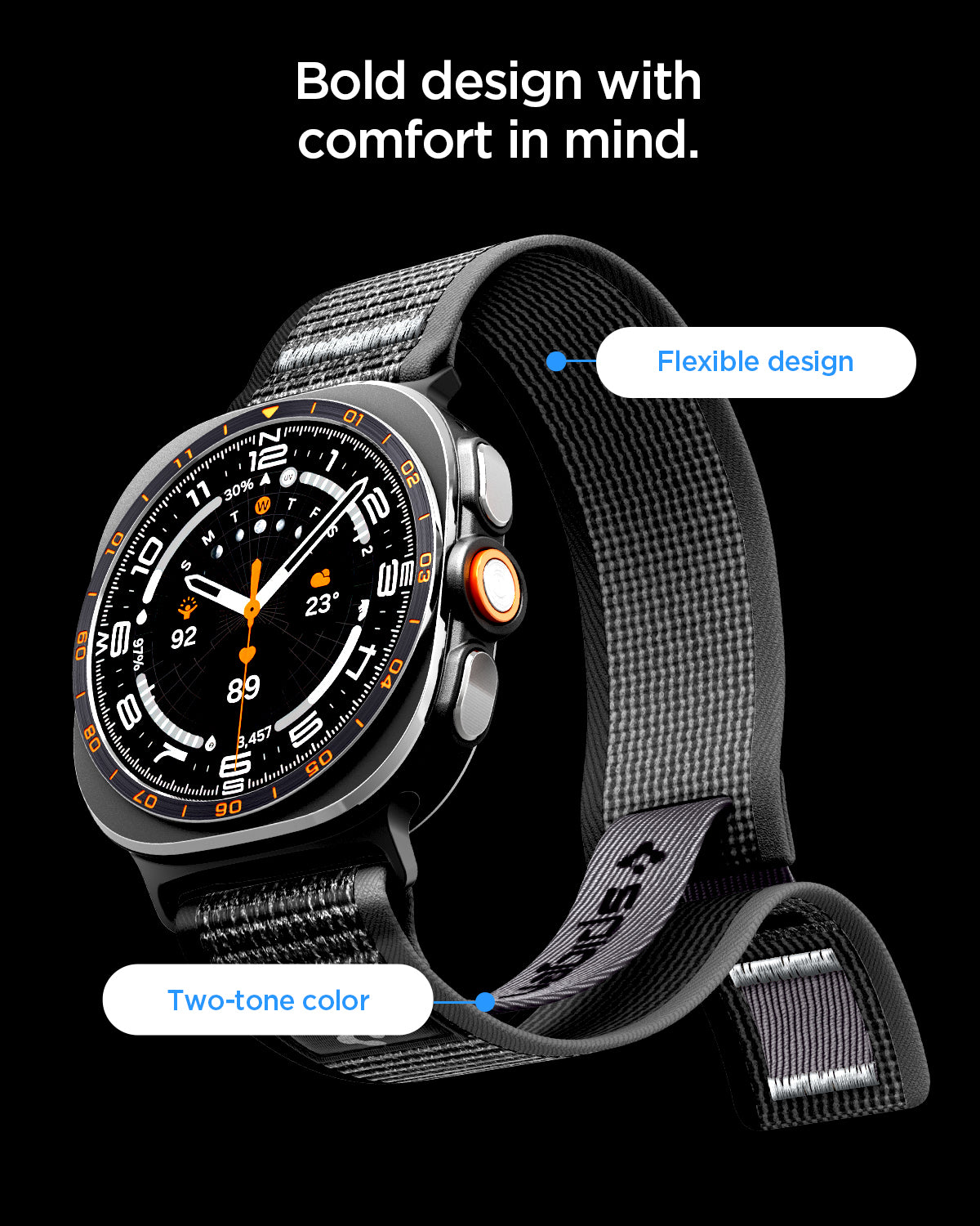 Spigen Athlex Air, active black gray - Samsung Galaxy Watch Ultra 2/1 47mm
